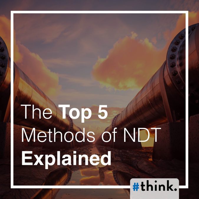 Illustration explaining the top 5 non-destructive testing (NDT) methods for material and structural inspection.